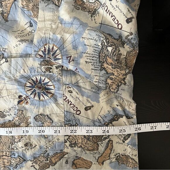 World Island Shirt Mens XL Blue Hawaiian Aloha Chart of Oceanus Design Cotton - Picture 12 of 13